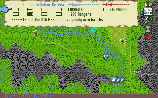 J.R.R. Tolkien's War in Middle Earth IBM PC/Compatibles Screenshot: A battle begins.