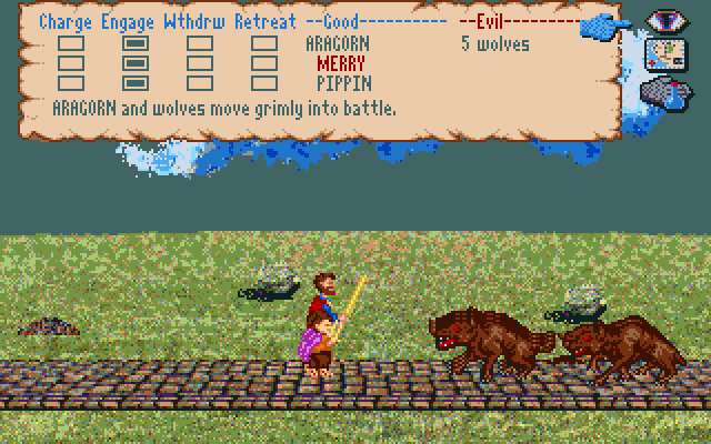 J.R.R. Tolkien's War in Middle Earth IBM PC/Compatibles Screenshot: Wolves attack.