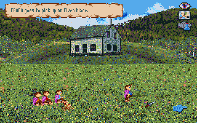 J.R.R. Tolkien's War in Middle Earth IBM PC/Compatibles Screenshot: Picking up an item.