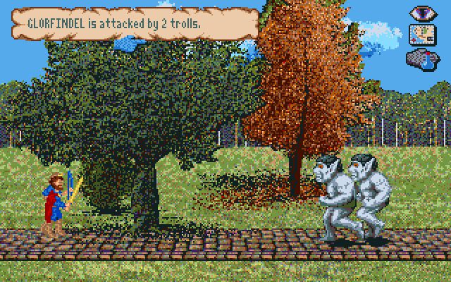 J.R.R. Tolkien's War in Middle Earth IBM PC/Compatibles Screenshot: Ogres attack.