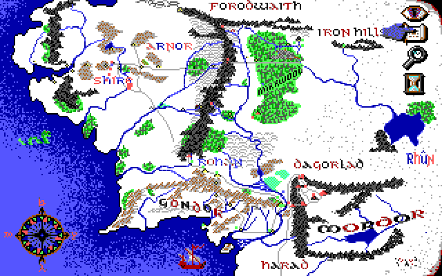 J.R.R. Tolkien's War in Middle Earth IBM PC/Compatibles Screenshot: The complete world map.