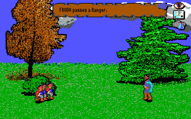 J.R.R. Tolkien's War in Middle Earth IBM PC/Compatibles Screenshot: Frodo meets a ranger.