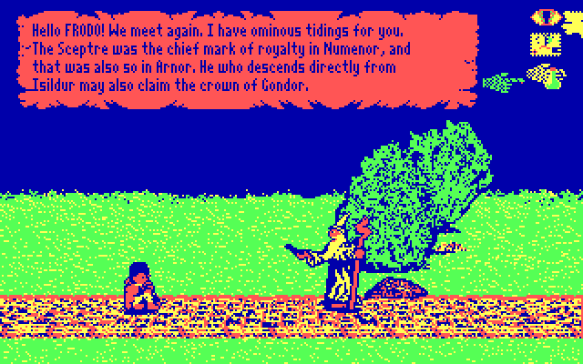 J.R.R. Tolkien's War in Middle Earth IBM PC/Compatibles Screenshot: Meeting another character.