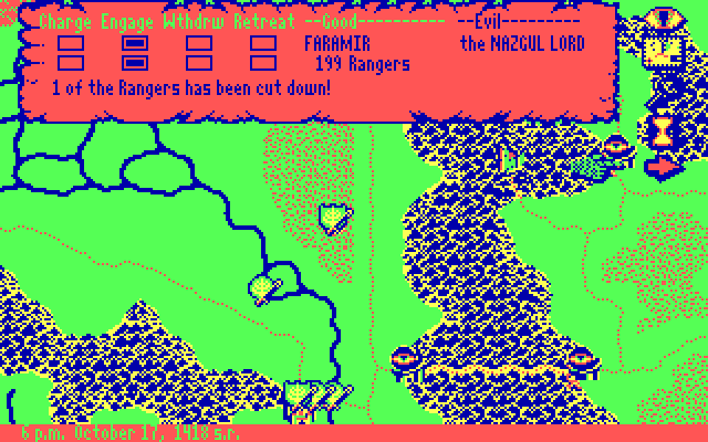 J.R.R. Tolkien's War in Middle Earth IBM PC/Compatibles Screenshot: The rangers are in trouble!