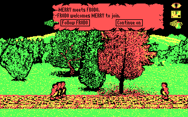 J.R.R. Tolkien's War in Middle Earth IBM PC/Compatibles Screenshot: Continue following Frodo, or split up?
