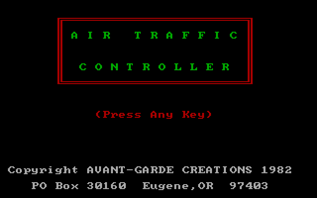 Air Traffic Controller IBM PC/Compatibles Screenshot: Title screen.