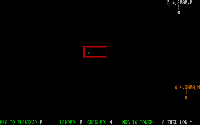 Air Traffic Controller IBM PC/Compatibles Screenshot: One of the planes is almost out of fuel!