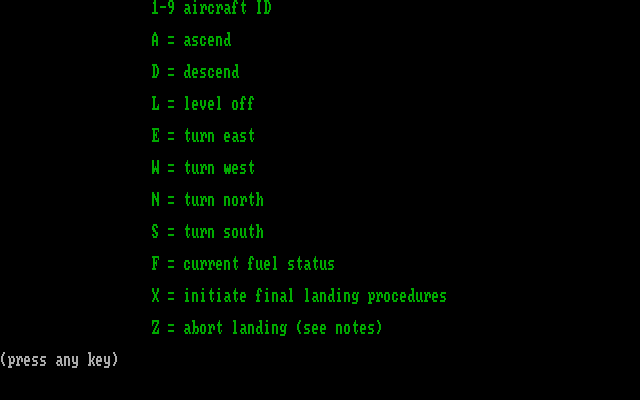 Air Traffic Controller IBM PC/Compatibles Screenshot: Rules and regulations.