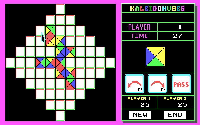 KaleidoKubes IBM PC/Compatibles Screenshot: Game boards come in different shapes and sizes.