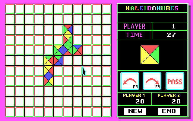 KaleidoKubes IBM PC/Compatibles Screenshot: Beginning a game on a simple board.