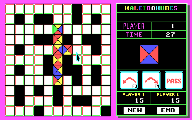 KaleidoKubes IBM PC/Compatibles Screenshot: This board is rather maze like...