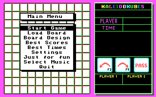 KaleidoKubes IBM PC/Compatibles Screenshot: The main menu.