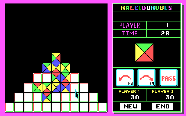 KaleidoKubes IBM PC/Compatibles Screenshot: A pyramid shaped level.