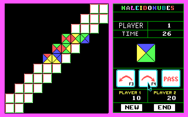 KaleidoKubes IBM PC/Compatibles Screenshot: The odd shape and few open spaces make this board challenging.