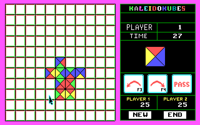 KaleidoKubes IBM PC/Compatibles Screenshot: Starting the game on an easy game board.