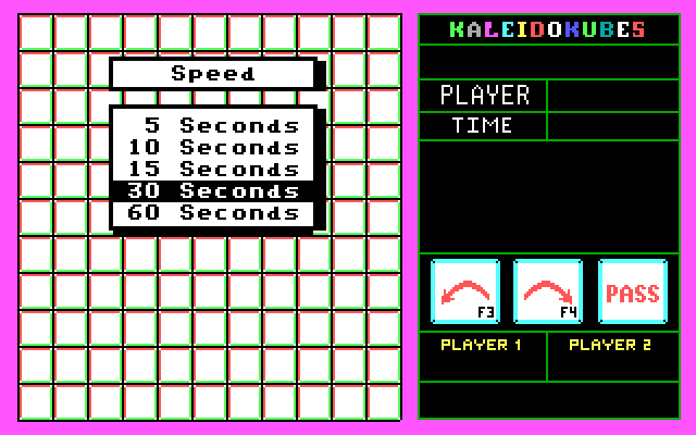 KaleidoKubes IBM PC/Compatibles Screenshot: Setting options for the next game.