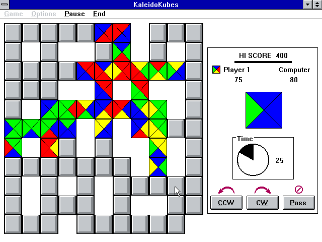 KaleidoKubes Windows 3.x Screenshot: Playing the maze layout.