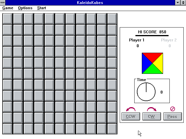KaleidoKubes Windows 3.x Screenshot: Game start screen.