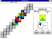 KaleidoKubes for Windows 3.x - This slash shaped board is difficult due to having few spaces to place cubes.