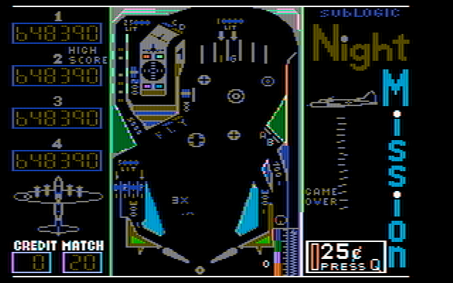 Night Mission Pinball IBM PC/Compatibles Screenshot: Game over.