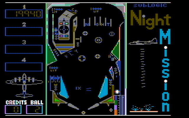 Night Mission Pinball IBM PC/Compatibles Screenshot: The ball lands in a target on the right...