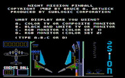 Night Mission Pinball for IBM PC/Compatibles - Title screen and monitor selection screen.