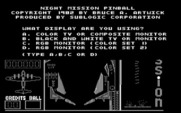 Night Mission Pinball for IBM PC/Compatibles - Title screen and monitor selection screen.