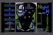 Night Mission Pinball for Atari 8-bit - Starting screen; insert quarters to begin!