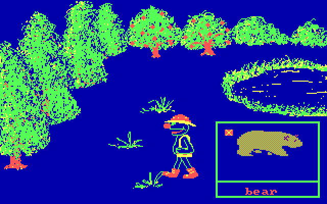 Grover's Animal Adventures IBM PC/Compatibles Screenshot: Starting the forest scene.