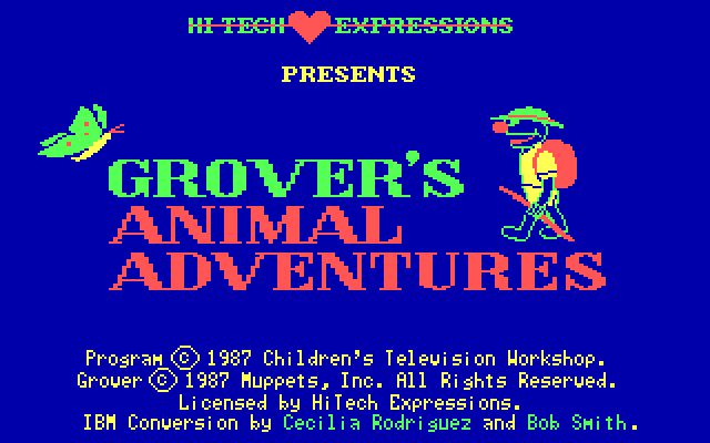 Grover's Animal Adventures IBM PC/Compatibles Screenshot: Title screen.