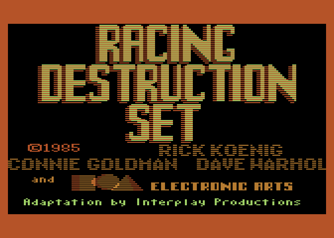 Racing Destruction Set Atari 8-bit Screenshot: Title screen.