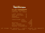 Racing Destruction Set for Atari 8-bit - The red car settings...