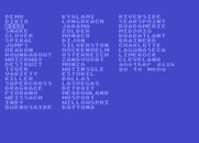 Racing Destruction Set for Atari 8-bit - A list of included tracks.