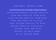 Racing Destruction Set for Atari 8-bit - Vehicle construction menu.