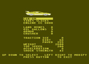 Racing Destruction Set for Atari 8-bit - The yellow car settings...