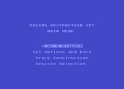 Racing Destruction Set for Atari 8-bit - The main menu.