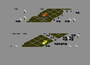 Racing Destruction Set for Atari 8-bit - Yellow car about the complete the 2nd lap.
