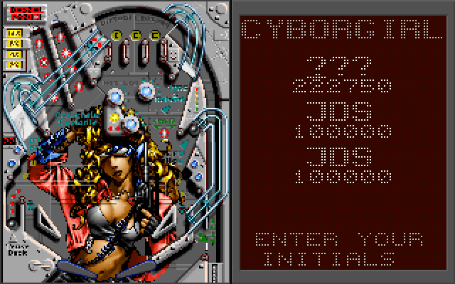 Cyborgirl IBM PC/Compatibles Screenshot: Game over, enter your initials...