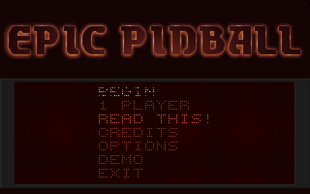 Cyborgirl IBM PC/Compatibles Screenshot: Epic Pinball main menu.