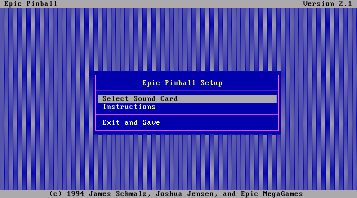 Cyborgirl IBM PC/Compatibles Screenshot: Setup main menu.