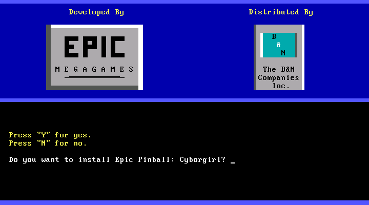 Cyborgirl IBM PC/Compatibles Screenshot: Ready to install the game?