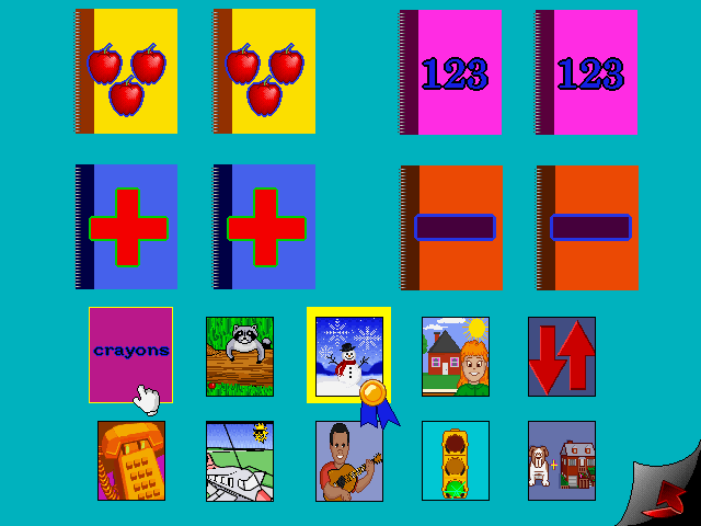 Bill Cosby's Picture Pages: Numbers and Shapes IBM PC/Compatibles Screenshot: There are some different types of games to choose from.