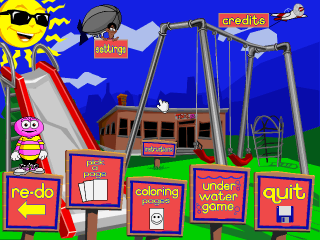 Bill Cosby's Picture Pages: Numbers and Shapes IBM PC/Compatibles Screenshot: Main menu.