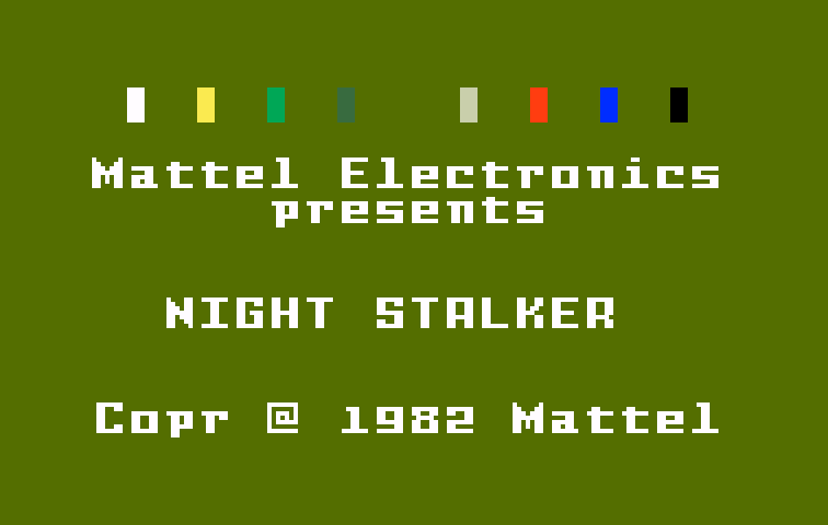 Night Stalker Intellivision Screenshot: Title screen.