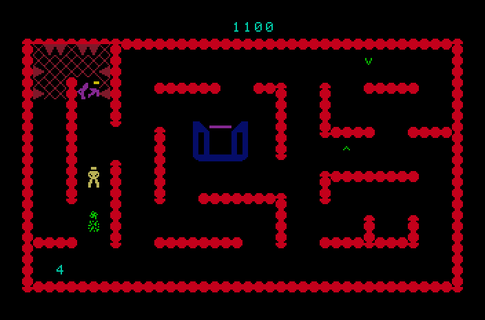 Night Stalker Mattel Aquarius Screenshot: Blasting various opponents...