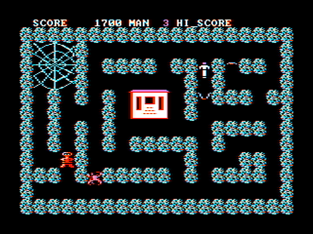 Night Stalker IBM PC/Compatibles Screenshot: Running from a bat.