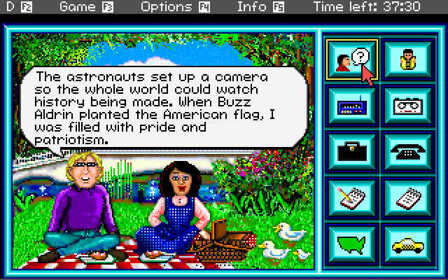 Headline Harry and The Great Paper Race IBM PC/Compatibles Screenshot: A very relaxing location.