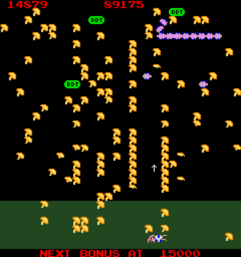 Millipede Arcade Screenshot: The spider got me!