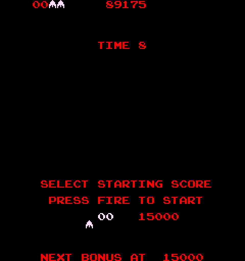 Millipede Arcade Screenshot: Select starting score...