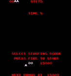 Millipede for Arcade - Select starting score...